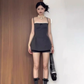 Sweet and spicy lace suspender dress 2025 pure desire style waist a-line short skirt R1178