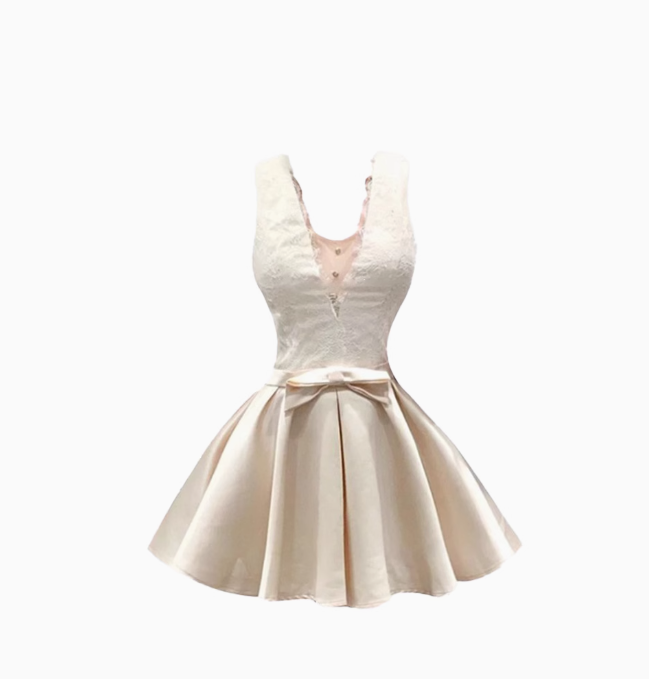 Lace patchwork dress for women, elegant waist bow dress R3138