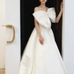 Elegant White A-Line Strapless Dress with Bow-knot Birthday Dress Evening Dress RS026