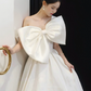 Elegant White A-Line Strapless Dress with Bow-knot Birthday Dress Evening Dress RS026
