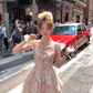 Square neck small flying sleeve waist suspender dress women's summer French skirt R4827