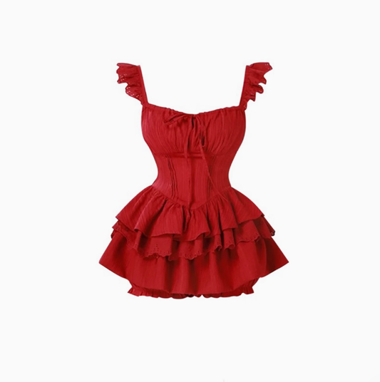 Sweet and spicy design suspender top 2025 pure desire style half-length pants skirt suit R1054