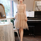 Cute Light Ivory A-Line Strapless Mini Dress with Tulle and Bow-knot Waist Quinceanera Dress Birthday Dress RS029