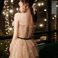 Cute Light Ivory A-Line Strapless Mini Dress with Tulle and Bow-knot Waist Quinceanera Dress Birthday Dress RS029