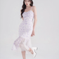 French design niche fishtail skirt sweet pure desire mid-length skirt purple floral suspender dress R4145