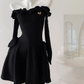 Little black dress one shoulder dress waist black high-end temperament skirt R1996