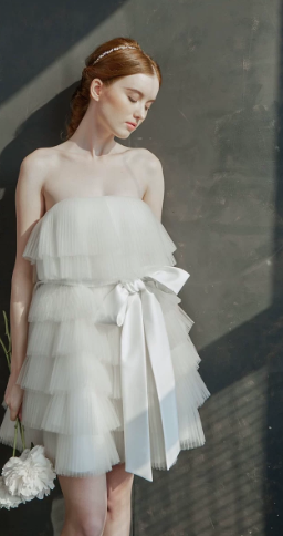 Organza Strapless Fairy Beach Vacation Mermaid Dress with Puff Skirt Summer Dress RS039