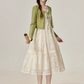 Temperament green cardigan with suspender dress small sun protection clothing R1930