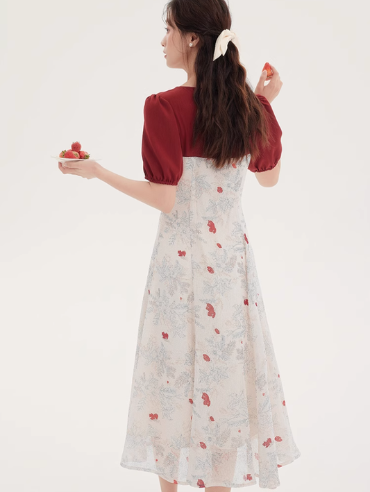 Tea break style retro French platycodon dress 2025 new floral dress niche fairy dress R2371
