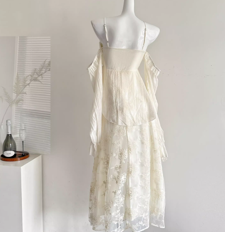 Fairy beauty romantic light dress two-way design heavy mesh suspender skirt R2111