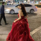 A-line Red Elegant Long Prom Dresses Evening Dress     S6373