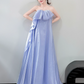 Cute Ice Blue Strapless Long Bubble Dress with Folded Strapless Quinceanera Dress Birthday Dress RS042