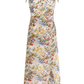 2025 summer new high waist oil painting slim waist floral holiday suspender dress R0931