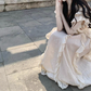 Beautiful little skirt exquisite dress ruffled V-neck waist long skirt R0703