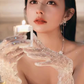Off-white mesh lace hot diamond wedding dress banquet dinner gloves     S6239