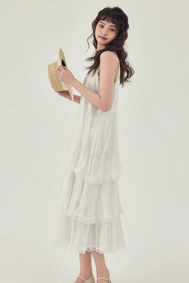 French suspender skirt 2025 new first love dress white niche cake skirt R2356