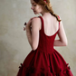 Fench Retro Burgundy A-Line Spaghetti Straps Long Dress with Flower Embroidery Quinceanera Dress Evening Dress RS046