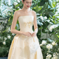 Elegant Light Ivory A-Line Strapless Women Dress with Bow-knot Elements Bridesmaid Dress Birthday Dress RS047