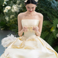 Elegant Light Ivory A-Line Strapless Women Dress with Bow-knot Elements Bridesmaid Dress Birthday Dress RS047