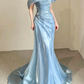 Elegant Pale Blue Mermaid Bateau Women Dress Prom Dress Evening Dress RS048