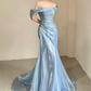 Elegant Pale Blue Mermaid Bateau Women Dress Prom Dress Evening Dress RS048