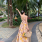 Beach dress for photo shoot, suspender dress with bow back, holiday style R1620