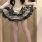 Sweet and spicy style one-shoulder knitted top 2025 large size pure desire puffy cake skirt suit R1417