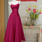 Light pink satin suspender waist slim fit A-line maxi ball gown R6066