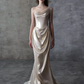 Elegant Light Ivory Mermaid One-shoulder Long Women Dress Prom Dress Evening Dress RS053