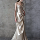 Elegant Light Ivory Mermaid One-shoulder Long Women Dress Prom Dress Evening Dress RS053