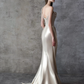Elegant Light Ivory Mermaid One-shoulder Long Women Dress Prom Dress Evening Dress RS053
