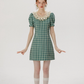 French skirt green plaid dress summer retro short skirt petite short skirt female summer R3457