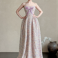 Chanel-inspired Lilac A-Line Strapless Long Women Dress with Sequin and Bow-knot Birthday Dress Evening Dress RS054