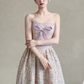 Chanel-inspired Lilac A-Line Strapless Long Women Dress with Sequin and Bow-knot Birthday Dress Evening Dress RS054