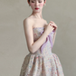 Chanel-inspired Lilac A-Line Strapless Long Women Dress with Sequin and Bow-knot Birthday Dress Evening Dress RS054