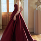 French Chic Burgundy A-Line Strapless Long Women Dress with Bow-knot Waist Birthday Dress Evening Dress RS055