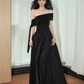 Elegant Black A-Line Bateau Long Women Dress with Soutache Prom Dress Evening Dress RS062