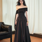 Elegant Black A-Line Bateau Long Women Dress with Soutache Prom Dress Evening Dress RS062