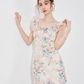 Niche design dress new summer French temperament waist slim sleeveless printed skirt R4297