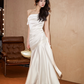 Elegant White A-Line Bateau Long Women Dress with Ribbon Trim Celebrity Dress Evening Dress RS063