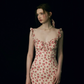 Floral dress pink short skirt French style high-end suspender skirt petite short skirt for women R3463