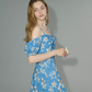 French floral skirt seaside holiday skirt fairy skirt blue short dress R2770