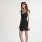 French style black skirt floral suspender skirt short dress R2696