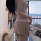Large size French pure striped knitted short-sleeved slim hip skirt slimming suit R1826