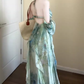 Irregular smudged halter neck dress gentle temperament beautiful beach dress R0737