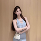 Pure desire style sleeveless halter neck dress 2025 pleated waist hip skirt R1017