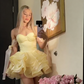 Pink Strapless Fitted Waist Puffy Skirt Homecoming Dress R5440