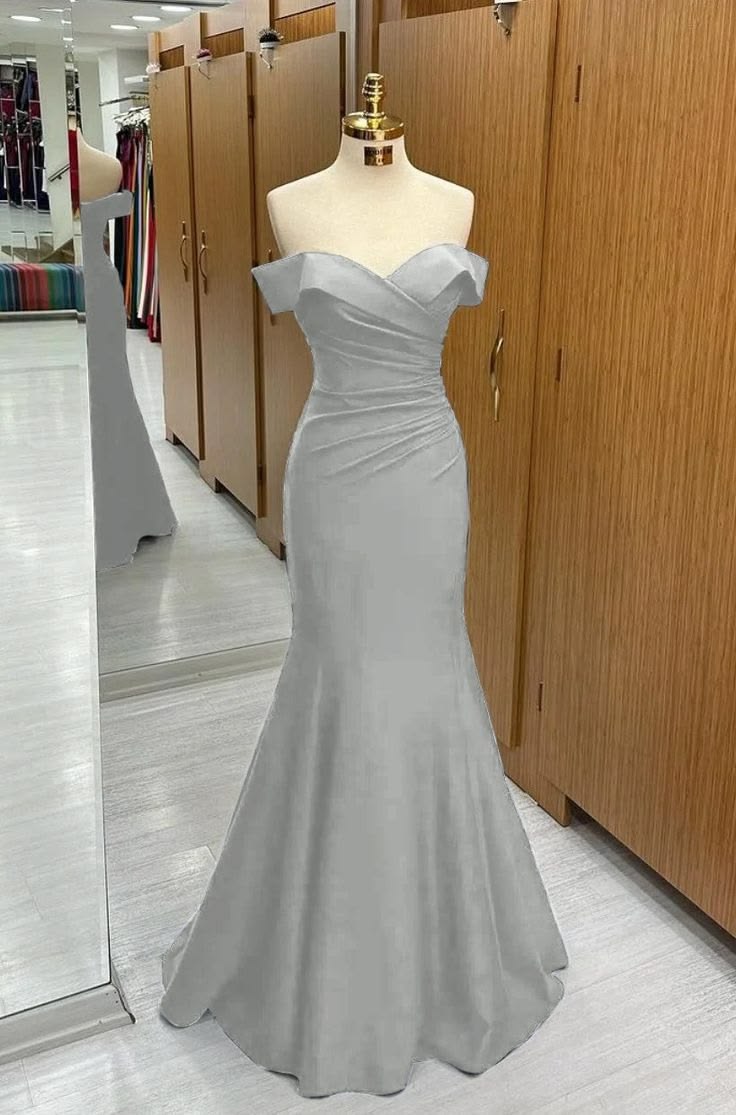 Minimalist Grey Mermaid Strapless Long Women Dress Professional Dress Evening Dress RS058
