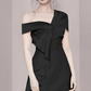 French white satin one shoulder design fashionable banquet dress homecoming dress R2982