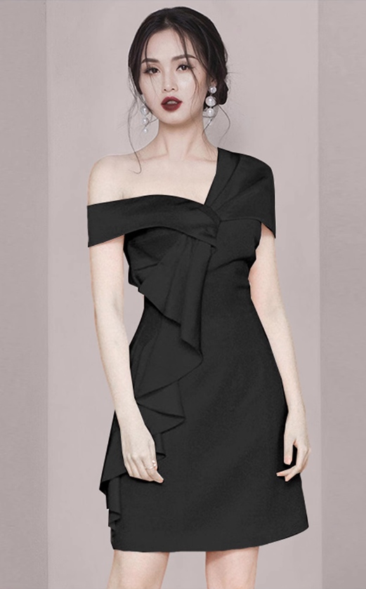 French white satin one shoulder design fashionable banquet dress homecoming dress R2982